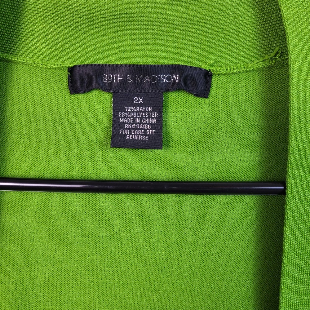 89th & Madison Womens 2X Green Open Front Cardigan Sweater 3/4 Sleeve Plus NWOT - Picture 4 of 6